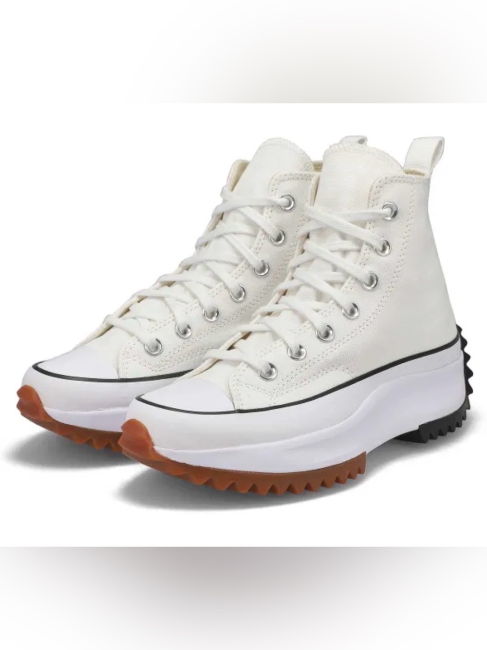 Converse Run Star Hike High Top Sneakers - White with Gum Toe & Black Heel